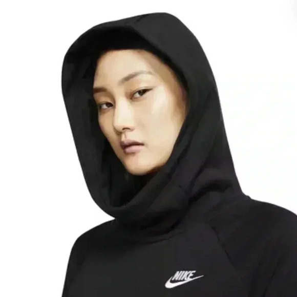 Nike Sportswear Essential Women's Funnel-Neck Fleece Pullover Hoodie GRAY - Picture 4 of 8